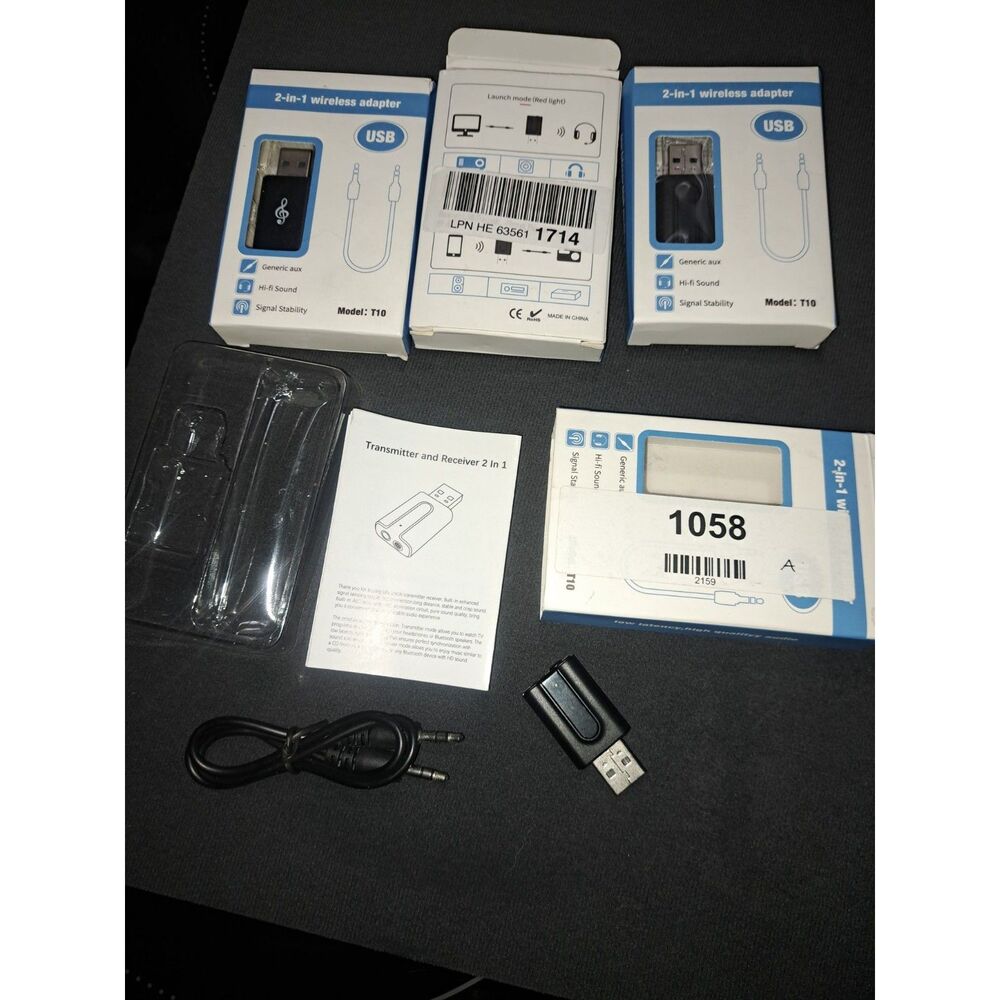 Get 4 NIB  2-in-1 Bluetooth Aux Adapter, Audio Receiver Aux Bluetooth Adapters